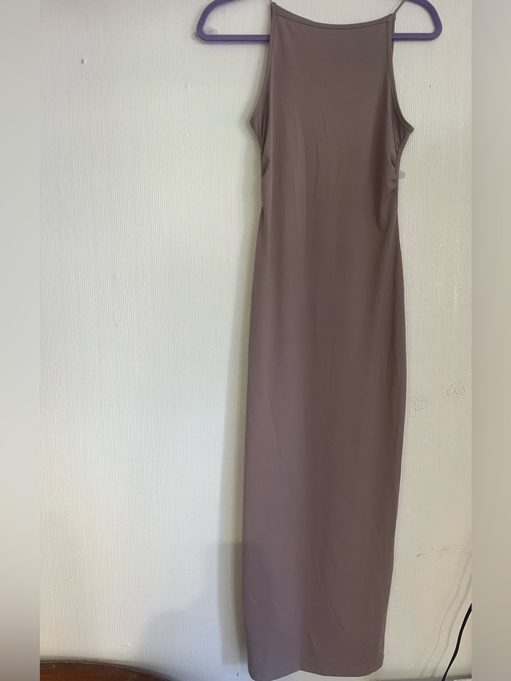 Minimalist Mauve Maxi Dress with High Neck